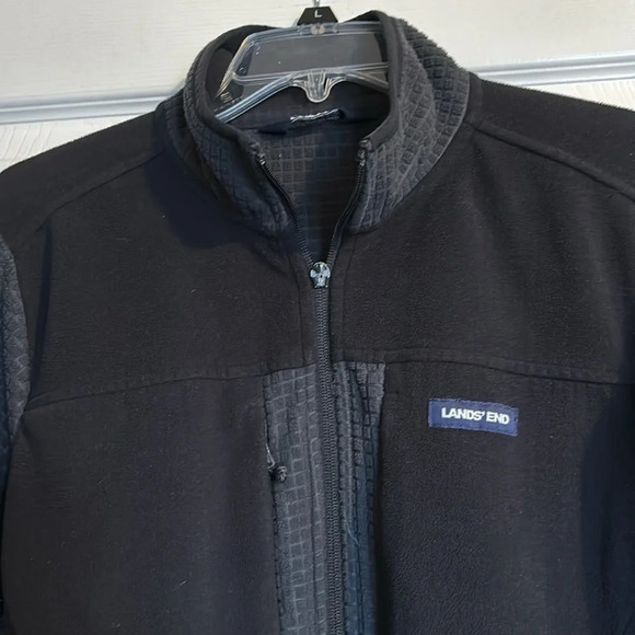 Lands’ End men’s black full zip fleece jacket size small - Picture 2 of 9